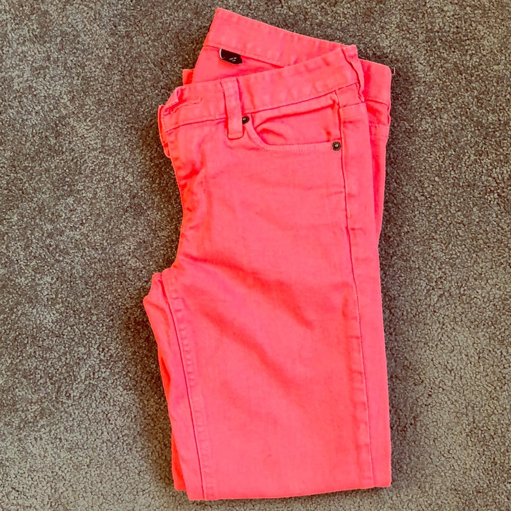 J crew coral matchstick jeans